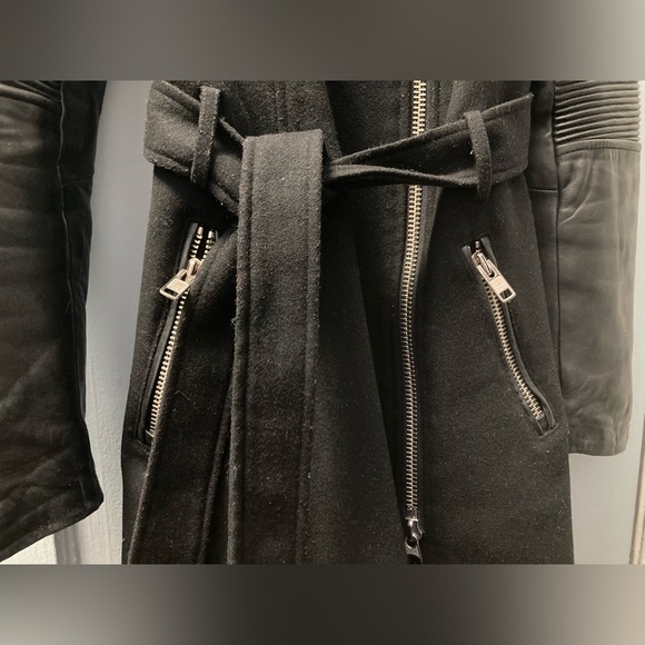 Mackage black wool / leather coat - Picture 3 of 12
